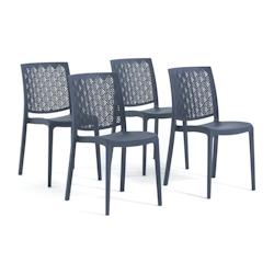RATTATAN Set 4 Chaises en polypropylène avec fibre de verre empilables pour extérieur et jardin, bar et restaurant, cuisine design moderne - ASTRID_0