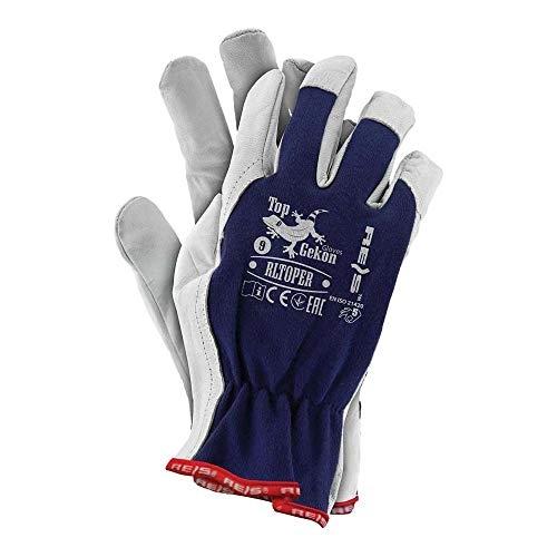 RIS RLTOPER7 TOPGEKON - Lot de 12 gants de protection en cuir de chèvre bleu foncé/blanc_0