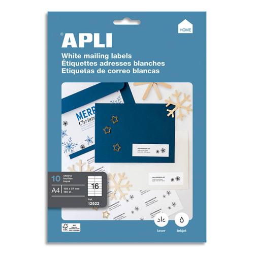 Apli pochette de 160 étiquettes multi-usage blanches 105 x 37mm_0