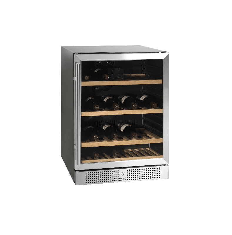 Cave à vin inox TFW160S TEFCOLD - design contemporain avec porte vitrée, intérieur noir et éclairage LED_0