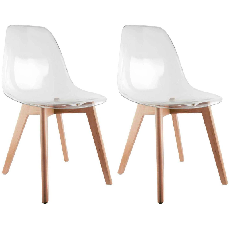 Chaise scandinave en plastique transparent (Lot de 2) The Home Deco Factory - 3561864330872_0