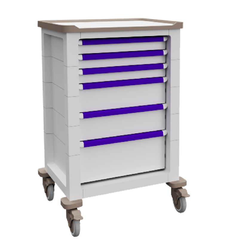 Chariot de soin standard haut - Milcare - galerie antichoc, 10 glissières, tablette coulissante_0