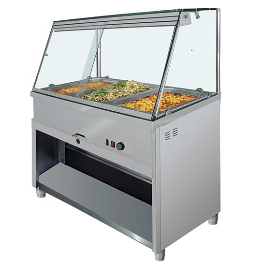 Vitrine bain-marie 5x gn 1/1 avec vitre droite et température de +30°c à +90°c - 1800x700x1350 mm - IEA0022_0