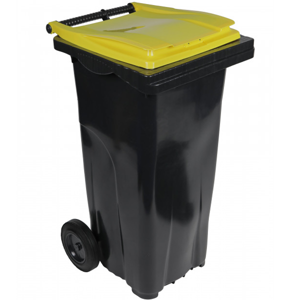 CONTENEUR SULO CITYBAC EN PEHD BAC GRIS COUVERCLE JAUNE 2 ROUES CAPACITÉ 120 LITRES