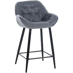Décoshop26 - Tabouret de bar chaise haute x1 assise effet capitonnée en tissu gris et métal noir 10_0004899 - gris 3000252350042_0