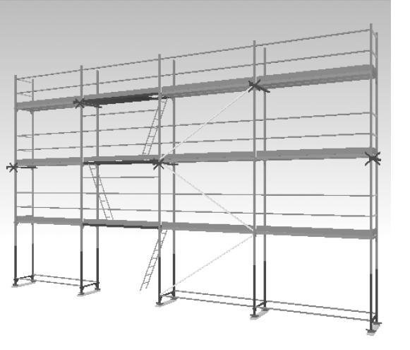 Echafaudage de facade comabi acier r200 avec lisses de gardes-corps_0