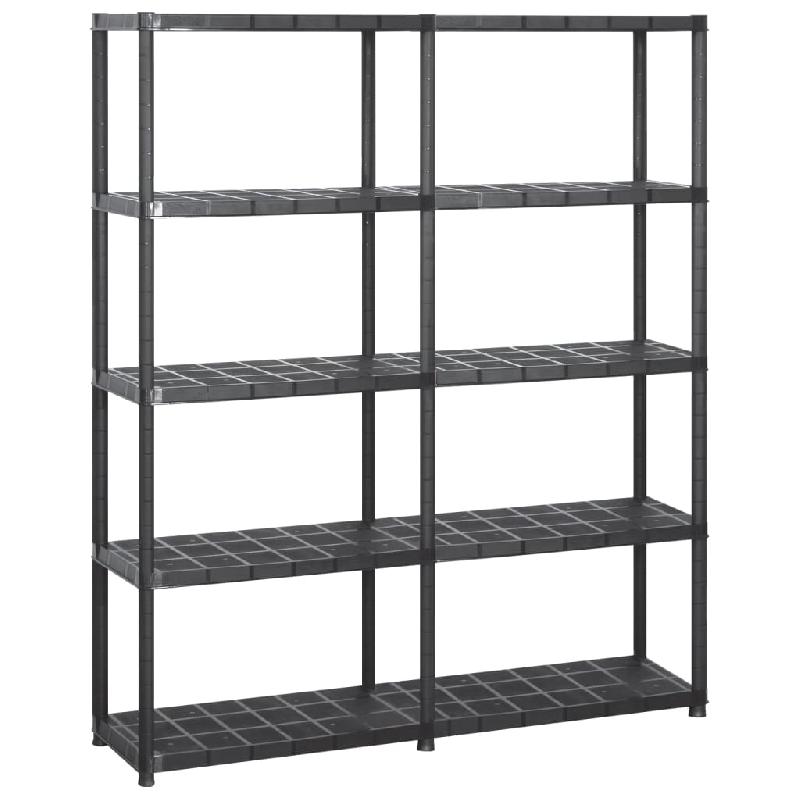 Étagère de rangement à 5 niveaux - 170 cm - Plastique noir - Certification TÜV-GS - Modèle 02_0000649_0