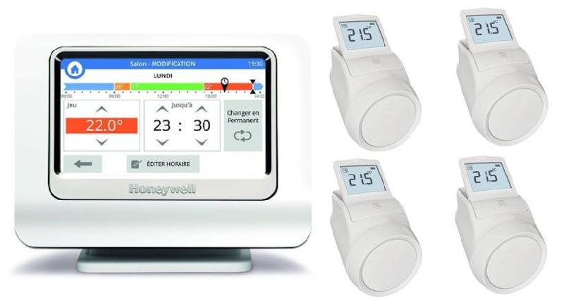 Evohome - thermostat d'ambiance programmable a ecran tactile sans fil - evohome et 4 tete_0