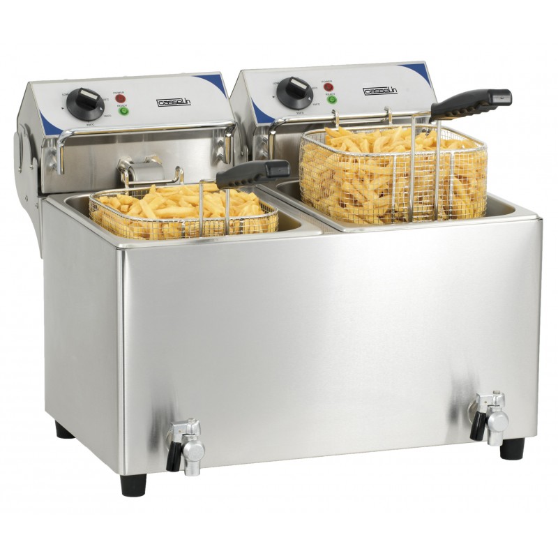 Friteuse électrique - 2 x 7L - Vanne de vidange - Référence CFEV72_0