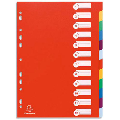 INTERCALAIRES A TOUCHES NEUTRES - POLYPROPYLENE - A4 - JEU DE 12 - COLORIS ASSORTIS PASTELS