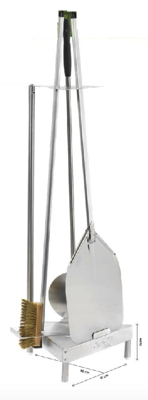 Kit Tripizza - Accessoires pour snack avec pelle, petite pelle, brosse et support autoportant en aluminium et acier inox_0