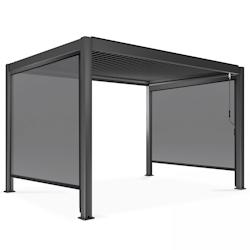 Oviala Business - Pergola bioclimatique autoportée ATHÈNES 3x4m avec lames orientables et 2 stores SPARTE 2,66x2,34m gris aluminium - 109332_0