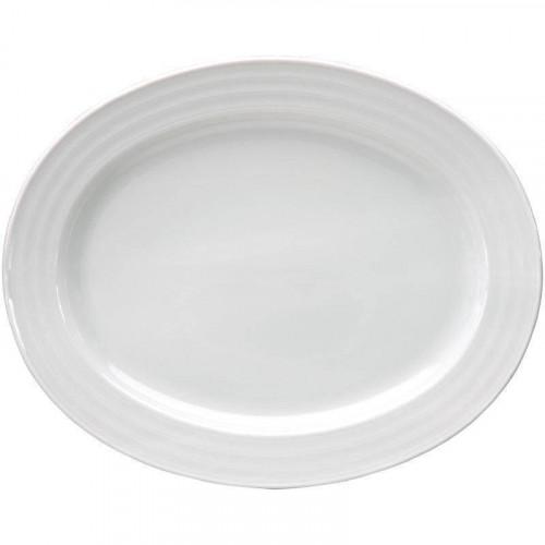 PLAT OVALE EN PORCELAINE BLANCHE INTENZZO - 300 X 240 X 30 MM