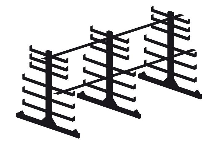 Rayonnage cantilever léger - kit porte barres horizontal double face l.2900 mm_0