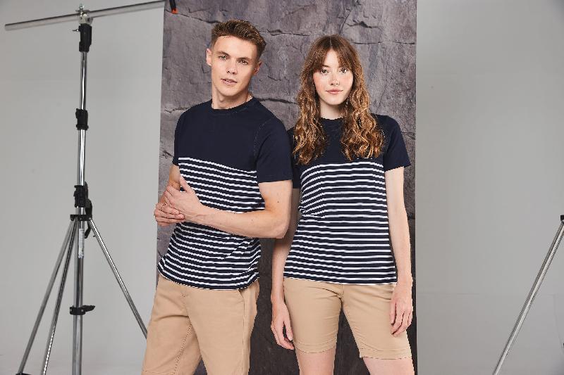 T-shirt breton à manches courtes - 100% coton jersey - Réf: FR135 - Front Row_0