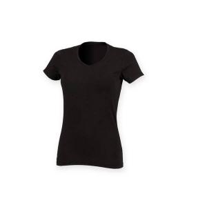 Tee-shirt stretch col v femme (noir) référence: ix188078_0