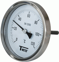 Thermomètre bi-métalliques à cadran - tout inox - réf : 1685 - axial Ø100 - plongeur 63 mm_0