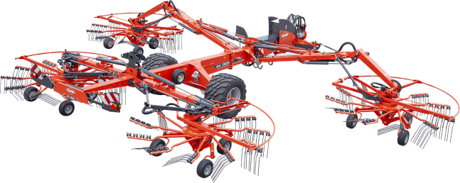 Andaineur à quatre rotors GA 13031 - Kuhn - andains centraux, largeur ajustable 8,40 à 12,50 m_0