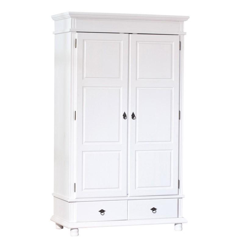 Armoire 2 portes en bois Coraze 199 cm blanc - Paris Prix - élégante et tendance avec 2 tiroirs_0