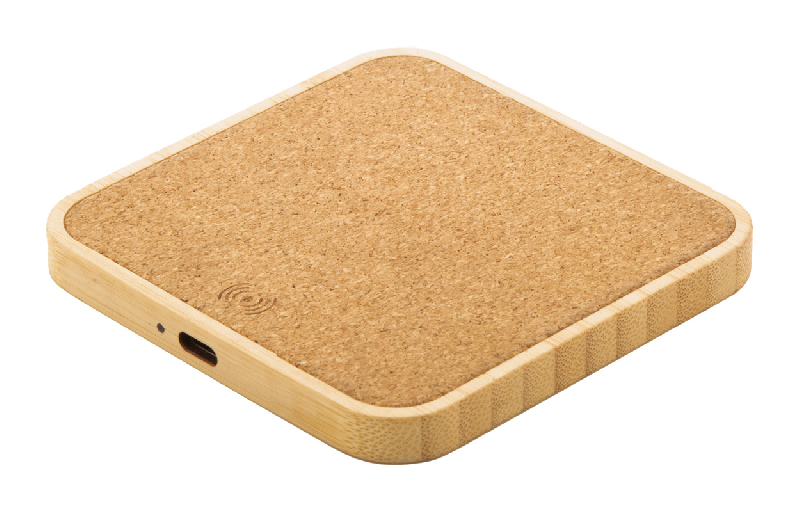 Chargeur sans fil rapide 15W en bambou et liège naturel - câble USB inclus_0