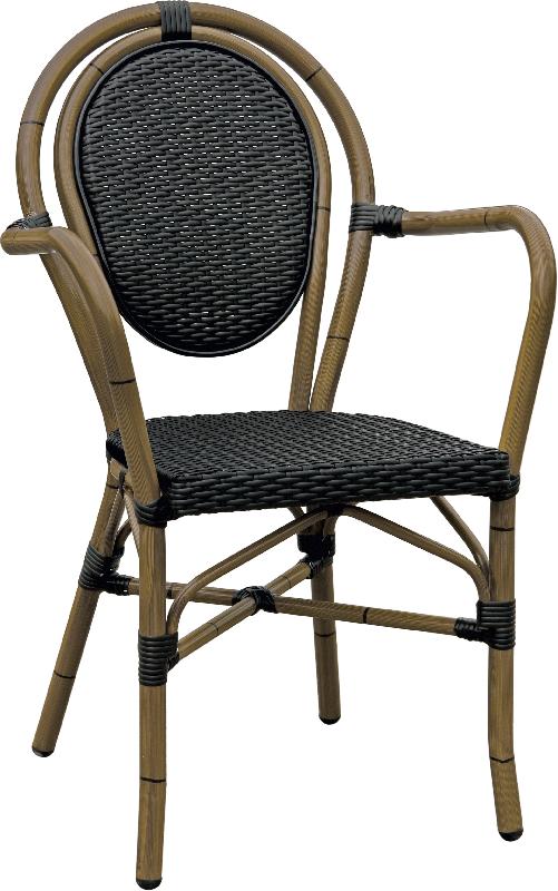 Fauteuil de terrasse paris - bambou - tressage noir_0