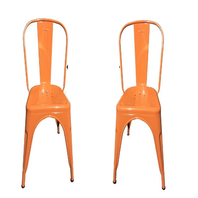Fleda TRADING Chaise en acier inoxydable industriel pour bar à boissons Casa. Set de 2 oranges colorées ORANGE - FLJ006-2PZ-ARANCIONE_0