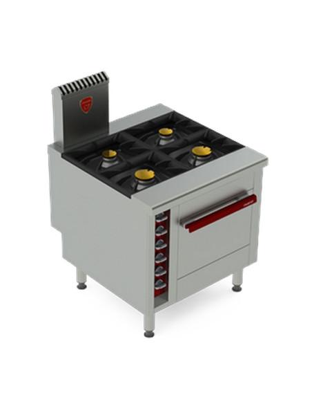 Fourneau CHARVET 4 feux gaz sur four gaz GN2/1 - Référence : V01455_0