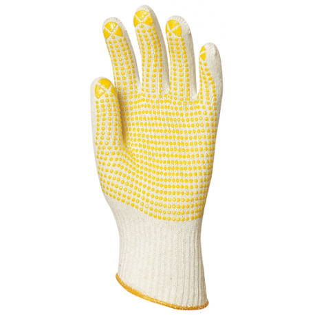Gants en coton tricoté avec picots jaunes 1 face - Eurotechnique | 4365_0