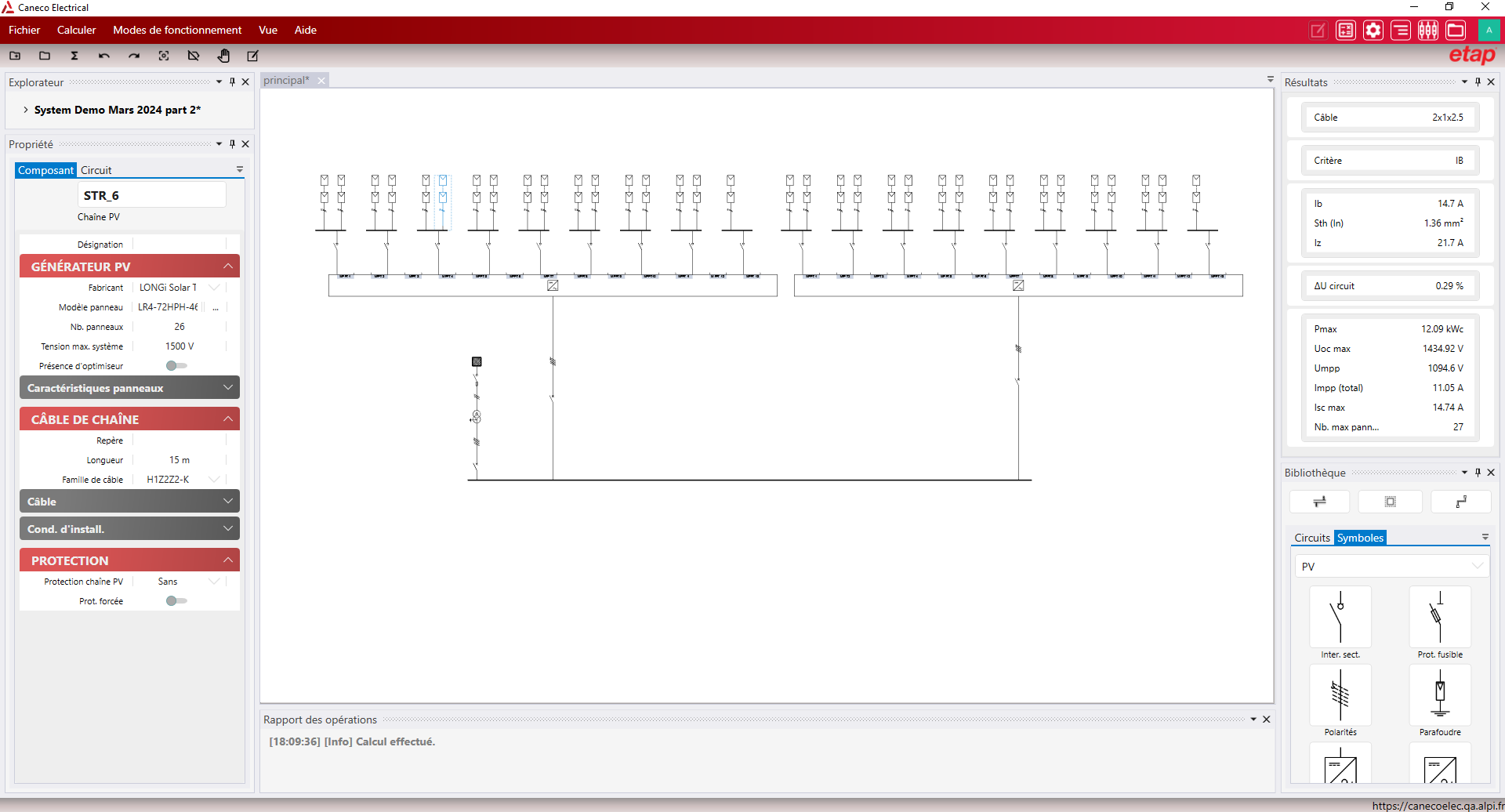 Logiciel de conception d'installations basse tension (BT), photovoltaïques (PV) et haute tension (HT) - Caneco Electrical - Module PV_0