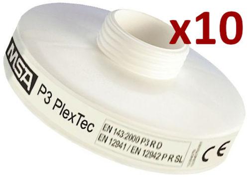 Lot de 10 - Cartouches filtrantes P3 PlexTec pour masques et demi-masques EN148-1 - Fixation universelle 40mm - MSA_0