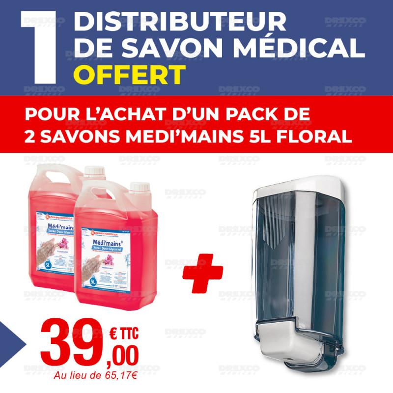 PACK 2 SAVON MEDI MAINS 5L FLORAL + 1 DISTRIBUTEUR DESIGN