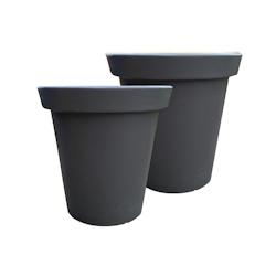 PLAST'UP ROTOMOULAGE Pot de fleurs rond xxl delight 200l - lot de 2 - GRIS ANTHRACITE - gris 0637962080469_0