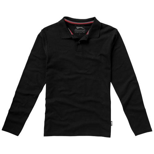 Polo manche longue pour homme - modèle Point 33106993 - maille piquée 100% coton peigné, 180 g/m²_0