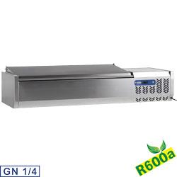 Saladette à poser réfrigéré 7x1/4 150 mm avec couvercle inox avec couvercle gn 1/4 compact line 1600x340xh260/580 - SX160/CC-R6_0