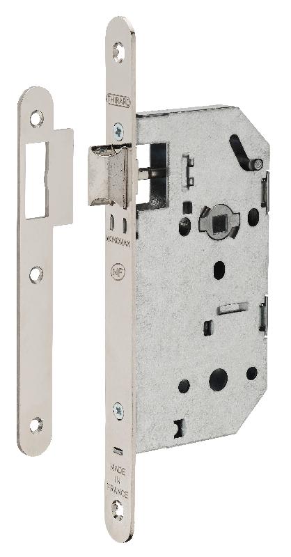 Serrure à encastrer pour porte intérieure Monomax NF - Têtère acier nickelé, carré 7 mm, réversible sans démontage_0