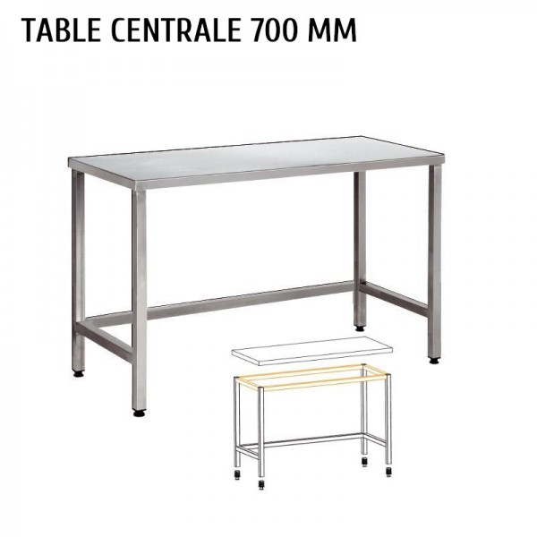 Table inox centrale largeur 700 mm mapal différentes longueurs - 81240_0