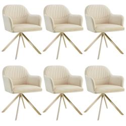 Tectake Lot de 6 chaises pivotantes à 360° en velours rembourrées crème/or - 405697 - beige acier 405697_0