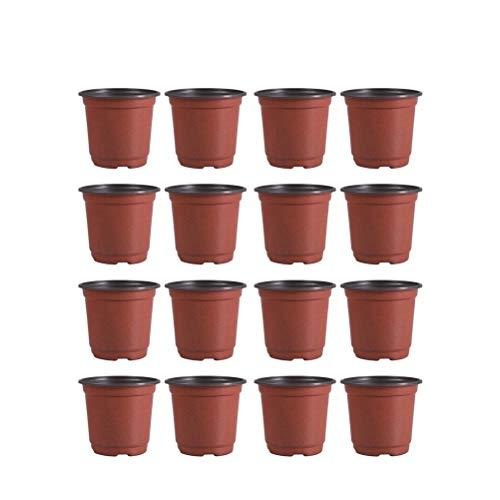 DOITOOL - Lot de 50 pots de semis en plastique - Pots de fleurs et plantes en PP avec trous de drainage - 12x8.5x10.5cm - Marron_0