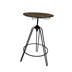 Antic Line Créations Table d'usine ajustable cirée, Ø60 X H91/108, réglable - 3700407985364_0