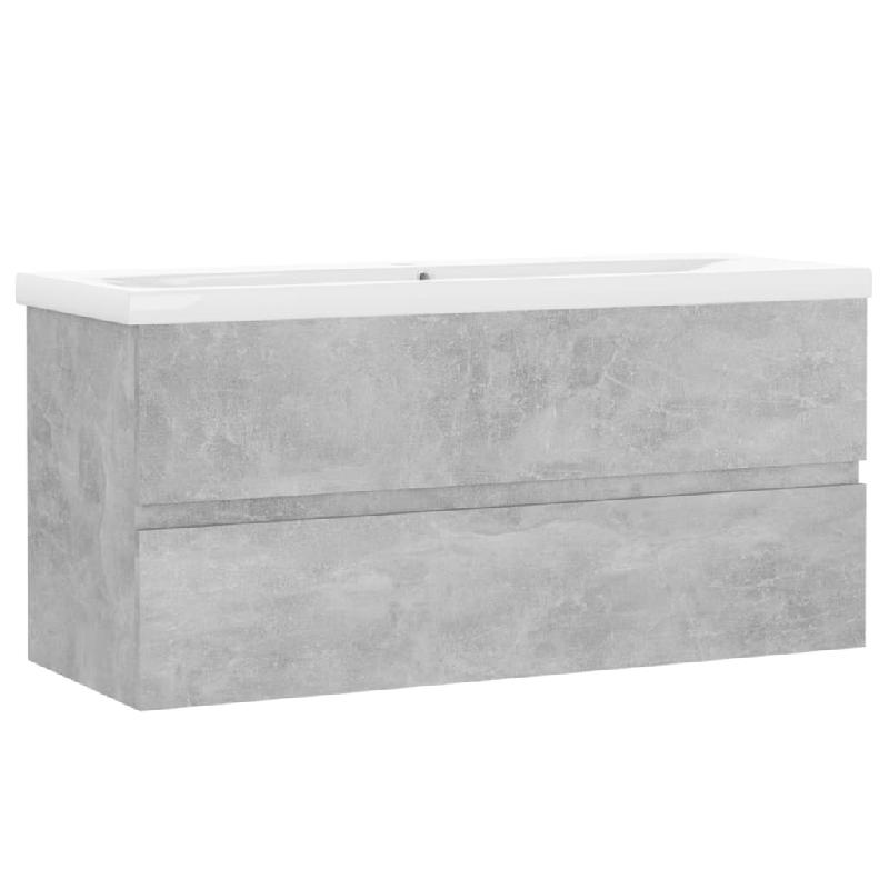 Armoire d'évier avec lavabo intégré - 100 x 38,5 x 45 cm - Gris béton - Aggloméré - 02_0006500_0