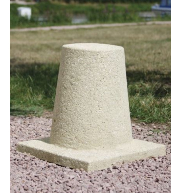 Borne Selena - Béton monobloc - Finition gravillons lavés beige - Réf : 121142_0