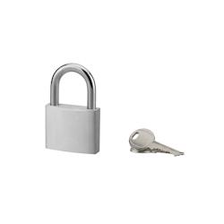 Cadenas à clé, extérieur, alu, 50mm, anse acier nickelé, 2 clés - Serrurerie de Picardie - gris 3150268281509_0