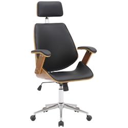 CLP Fauteuil de bureau Chicago en similicuir avec coque d'assise en bois Noyer / Noir - marron Bois manufacturé 320526_0