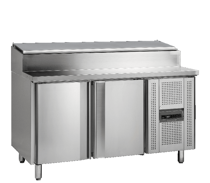 Comptoir réfrigéré de préparation de sandwich TEFCOLD SS8200 - Acier inoxydable, froid ventilé, 2 portes_0