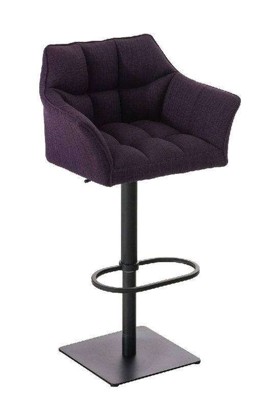 Décoshop26 - Tabouret de bar chaise haute de comptoir couture carrées assise en tissu violet cadre en métal noir 10_0004697 - noir 3000252240022_0
