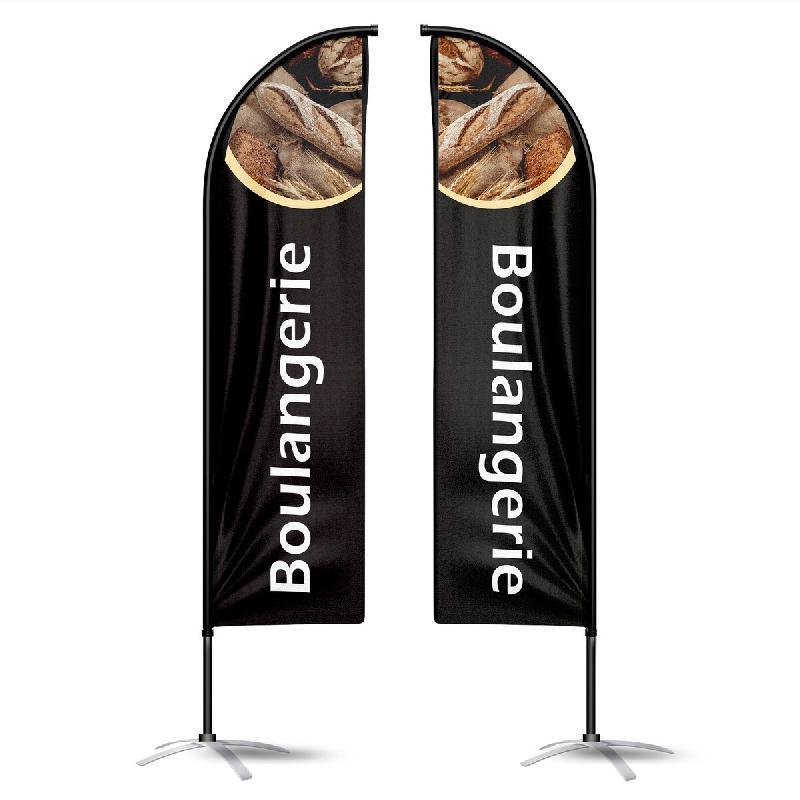 Drapeau Oriflamme BOULANGERIE Noir Double Face 3,40m - Kit Complet (Mât + Pied + Lestage) - noir 3760418900084_0