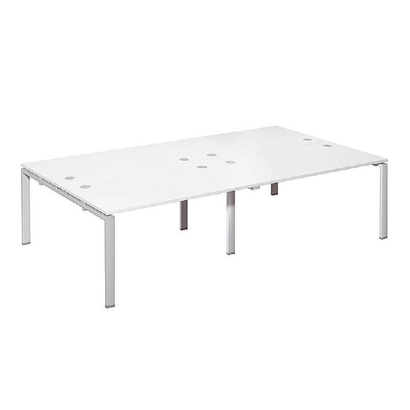 ENSEMBLE 4 POSTES DROITS E-LINK - L. 280 X P. 163 CM - PLATEAU BLANC - 4 PIEDS ALUMINIUM