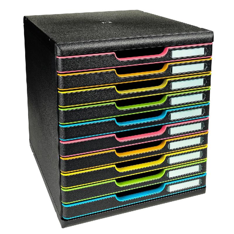 Exacompta MODULO A4 10 tiroirs fermés Black Office noir/arlequin - multicolore matière synthétique 302914D_0