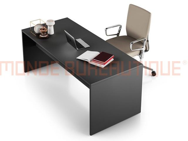 Italo - Bureau droit professionnel avec pieds bois - Épaisseur panneaux 25 mm - Monde bureautique_0