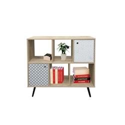 Möbilia Buffet | 4 compartiments ouverts, 2 portes | L 98,5 x L 29 x H 87 cm | MDF blanc laqué / bleu, blanc - multicolore Bois manufacturé 25020096_0